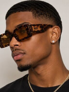 NICOY Tortoiseshell Rectangle Sunglasses - Amber Lenses